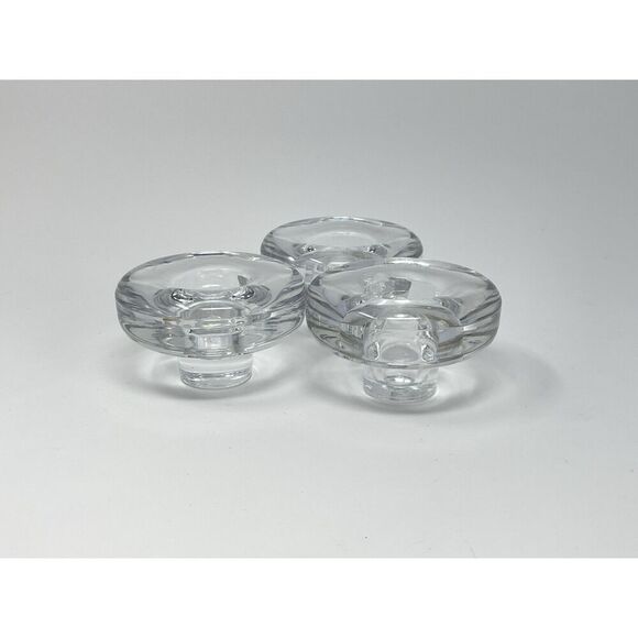 Dansk Lead Crystal Candle Taper Holder Heavy MCM Round 2.5” Tall 3.75” Wide - Picture 8 of 8